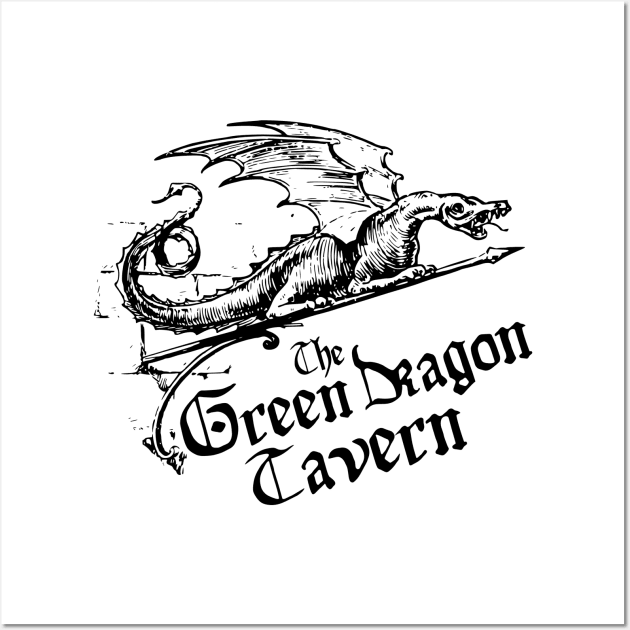 Green Dragon Tavern, Black, Transparent Background Wall Art by Phantom Goods and Designs